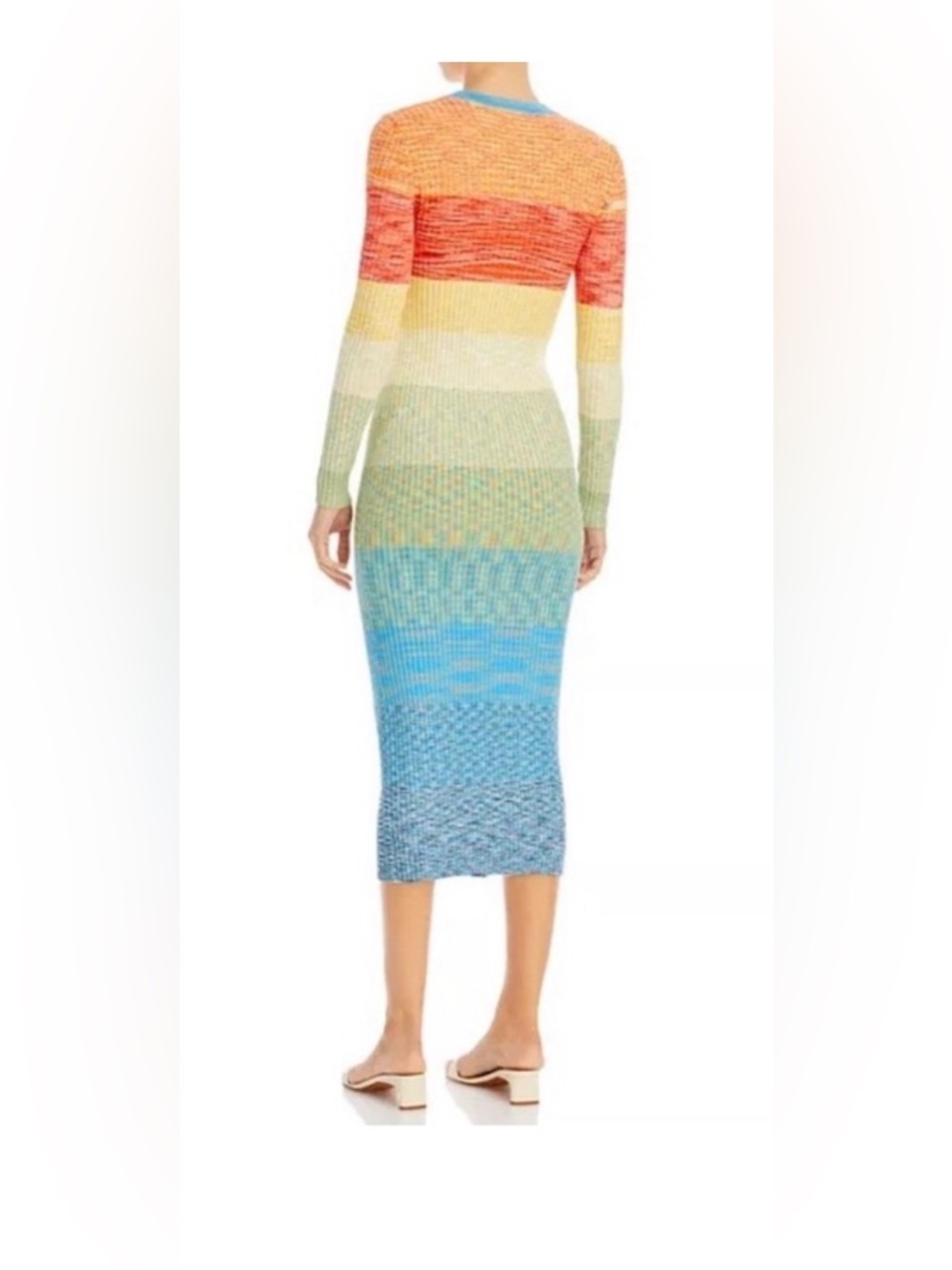STAUD Multicolor Shoko Striped Knit Blue & Orange Accents Maxi Sweater Dress M - Picture 3 of 16